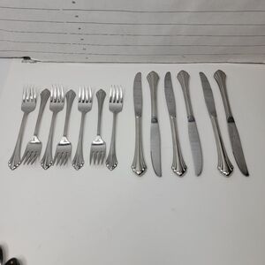 Lot Of 13 Oneida BANCROFT Glossy Stainless USA Flatware Salad Forks Knives
